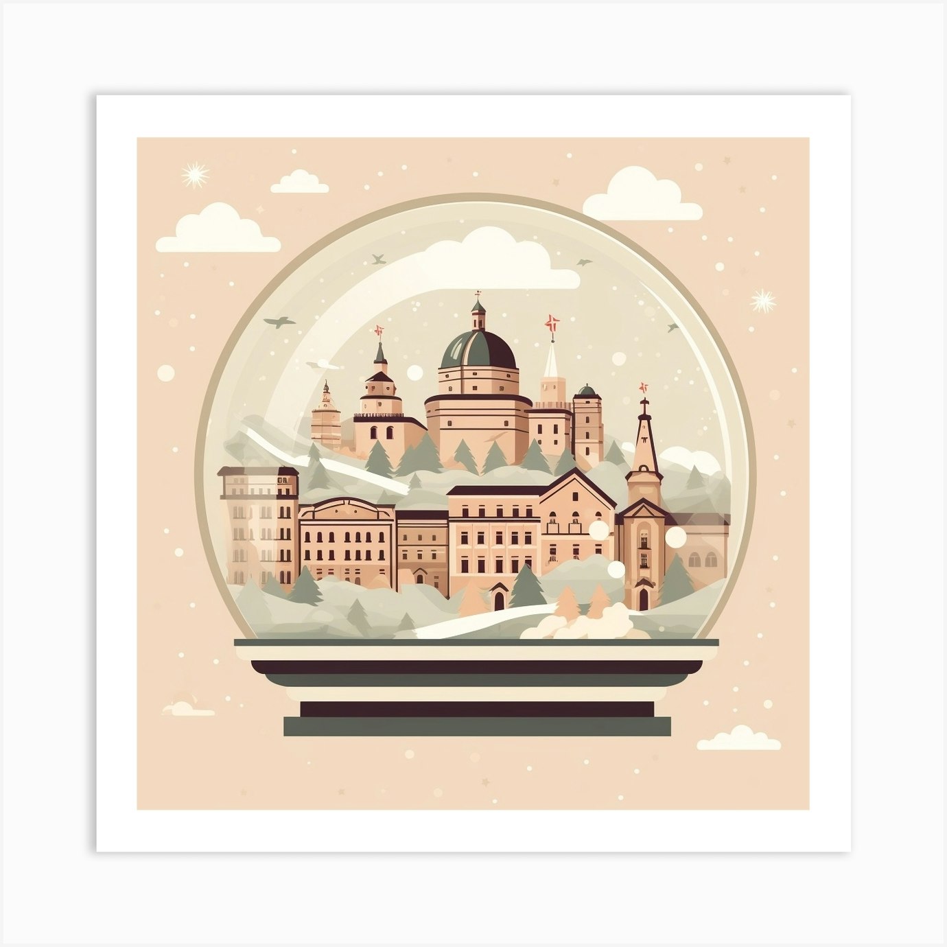 Salzburg Austria 5 Snowglobe Art Print by Bon Hiver Prints Fy