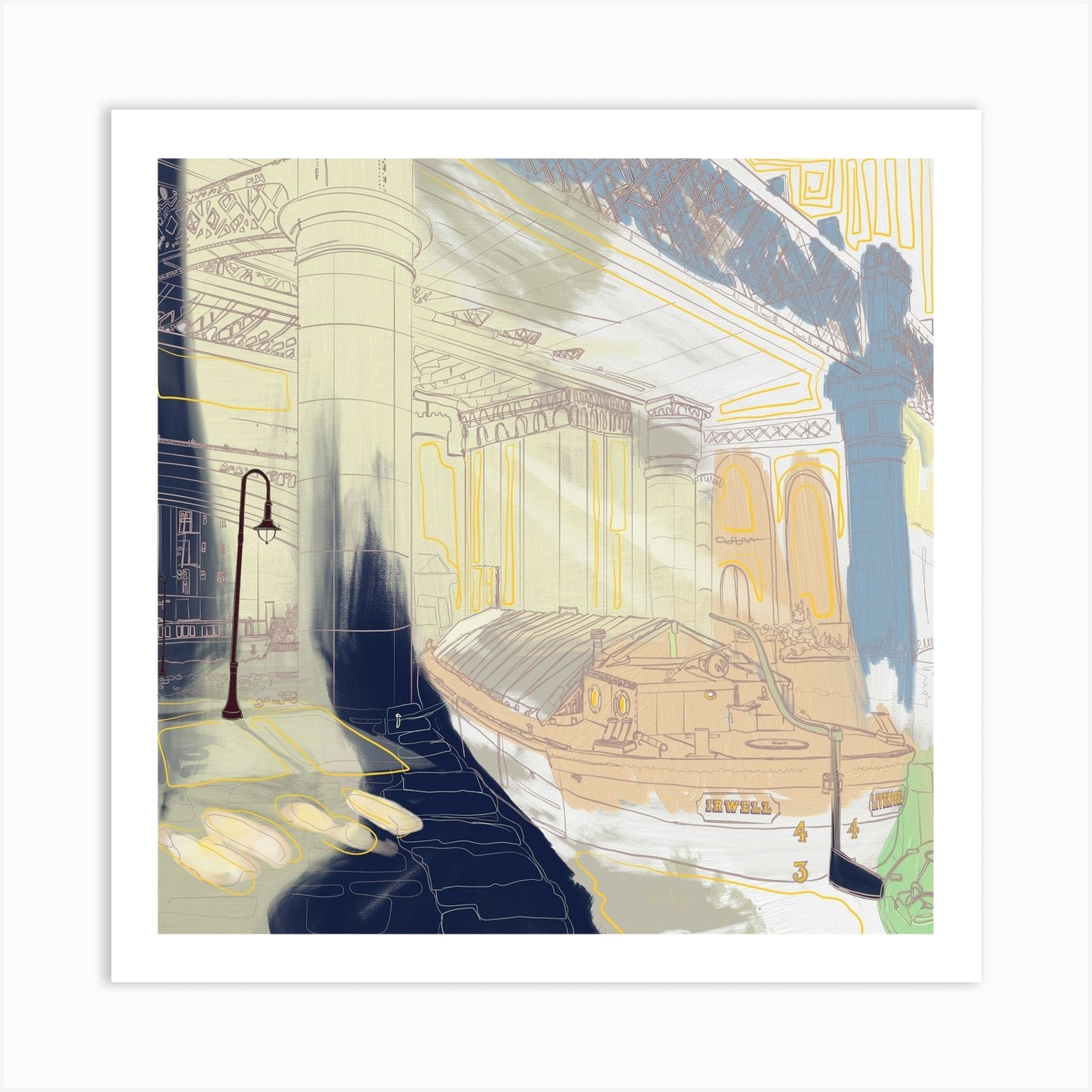 Deansgate Lock in Manchester Art Print by Holly Ruanne Draws Fy