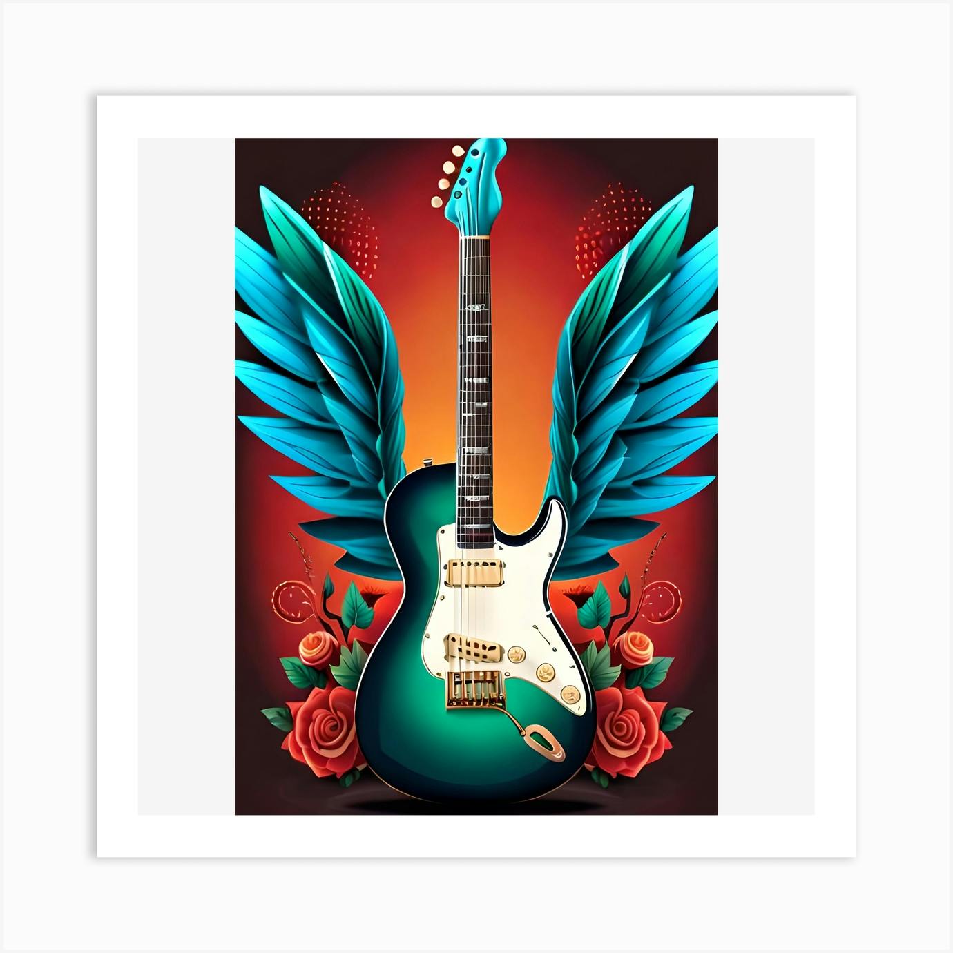 Guitar With Wings 1 Art Print by Dandeliontattoo - Fy
