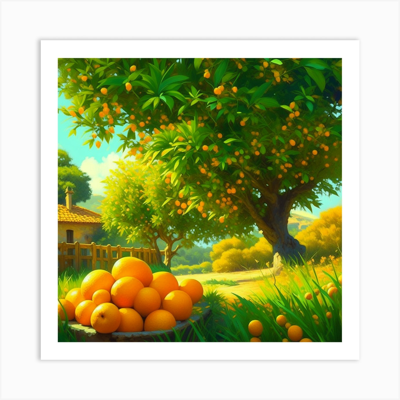 French Orange Grove Art Print by designedbyjosh Fy