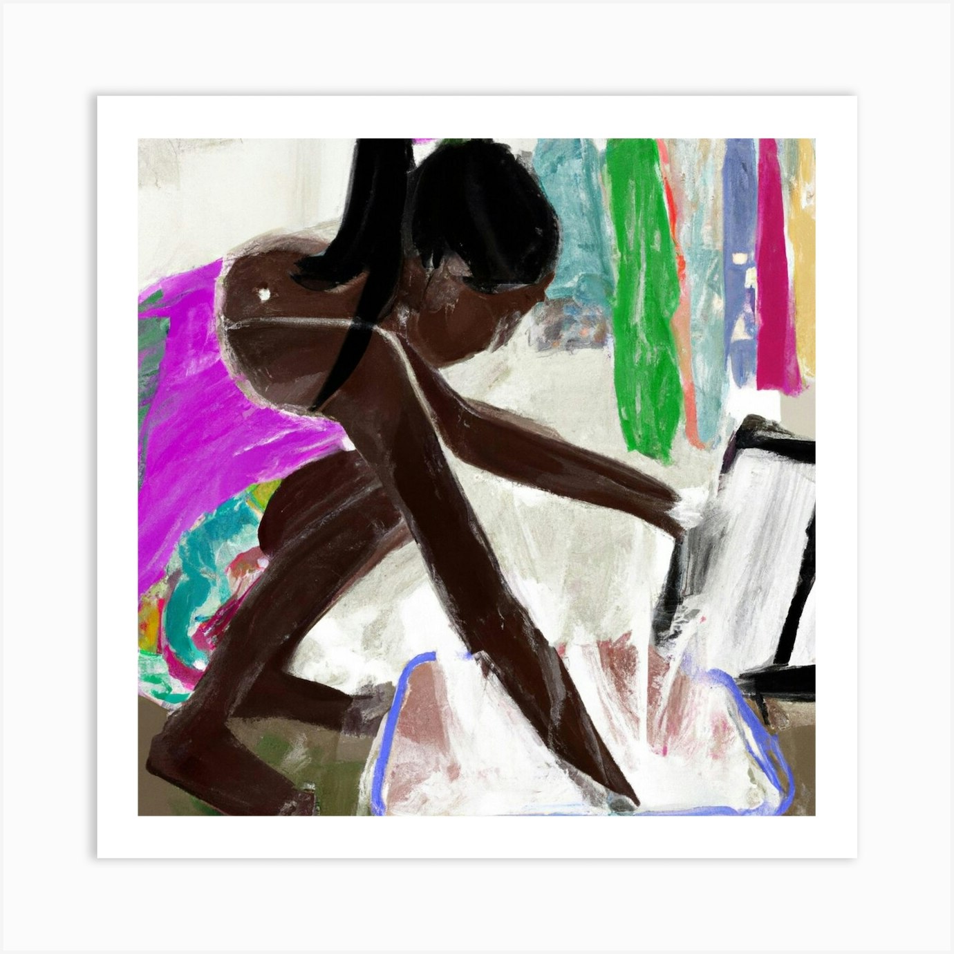 Girl Washing Clothes Art Print by Jonas Fy