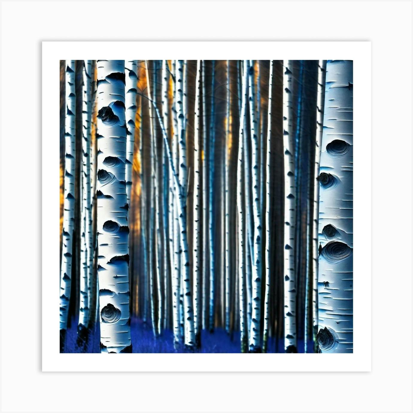 White Birch Tree Canvas hotsell Wall Art Blue Forest Painting Landscape Picture