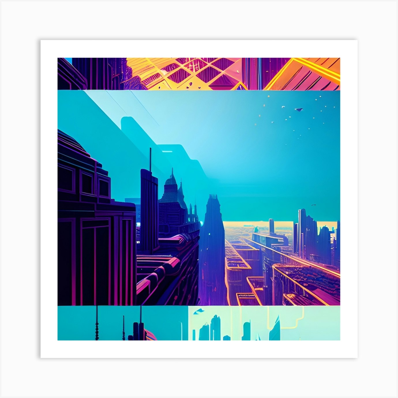 Sci-Fi City Art Print by Through The Eyes Of AI - Fy