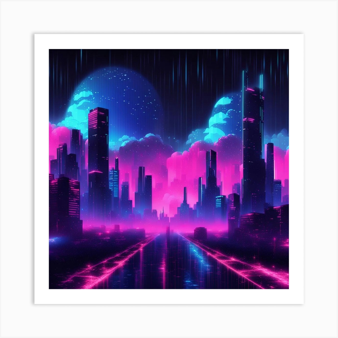 Glitch City Art Print by BeatBLOX - Fy