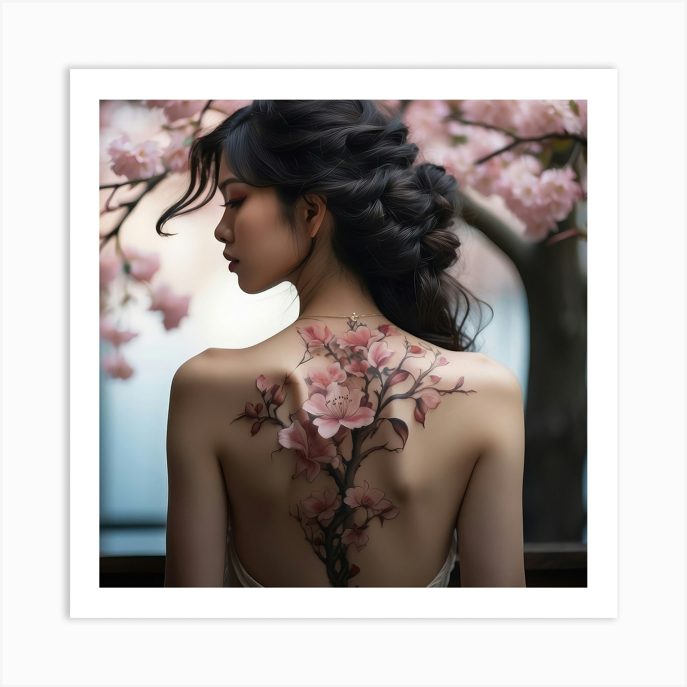 Cherry Blossom Tattoo Art Print By Prachodayat Artworks Fy 0633