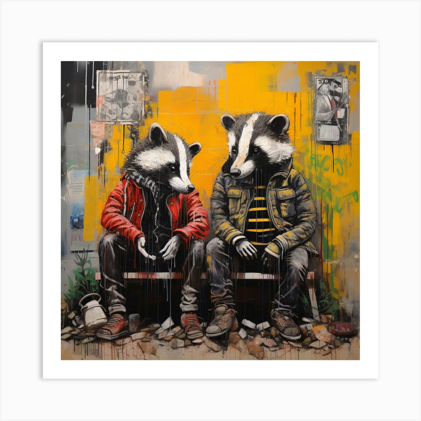 Two Badgers Art Print by David Arts Fy