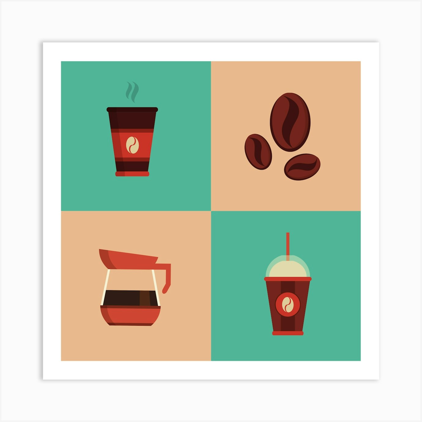 Coffee Icon Set Art Print by Canvas Haven Decor - Fy