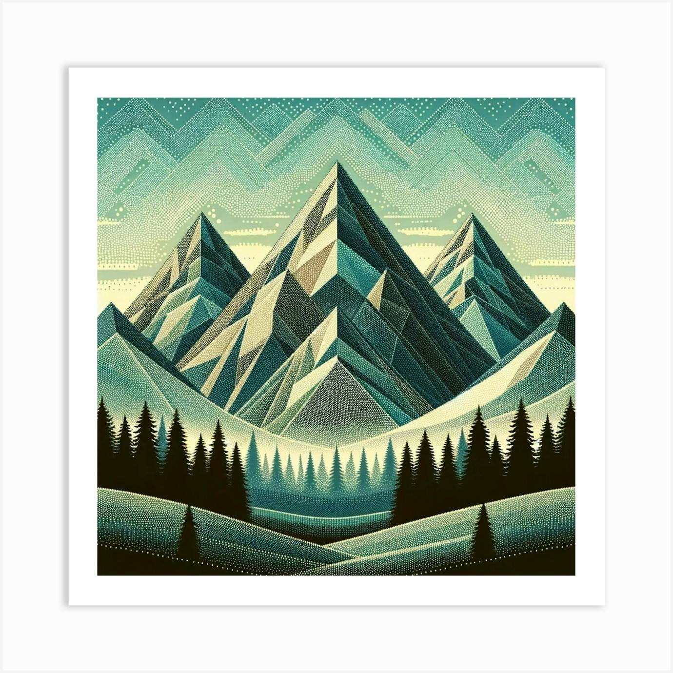 "Retro Alpine Tapestry" This artwork weaves a complex pattern of 