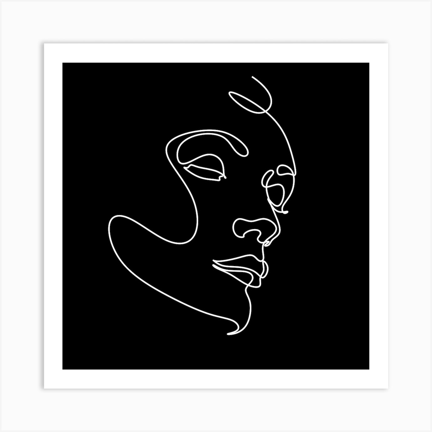 Line Art Abstract Face Art Print by OneLinePrint Fy