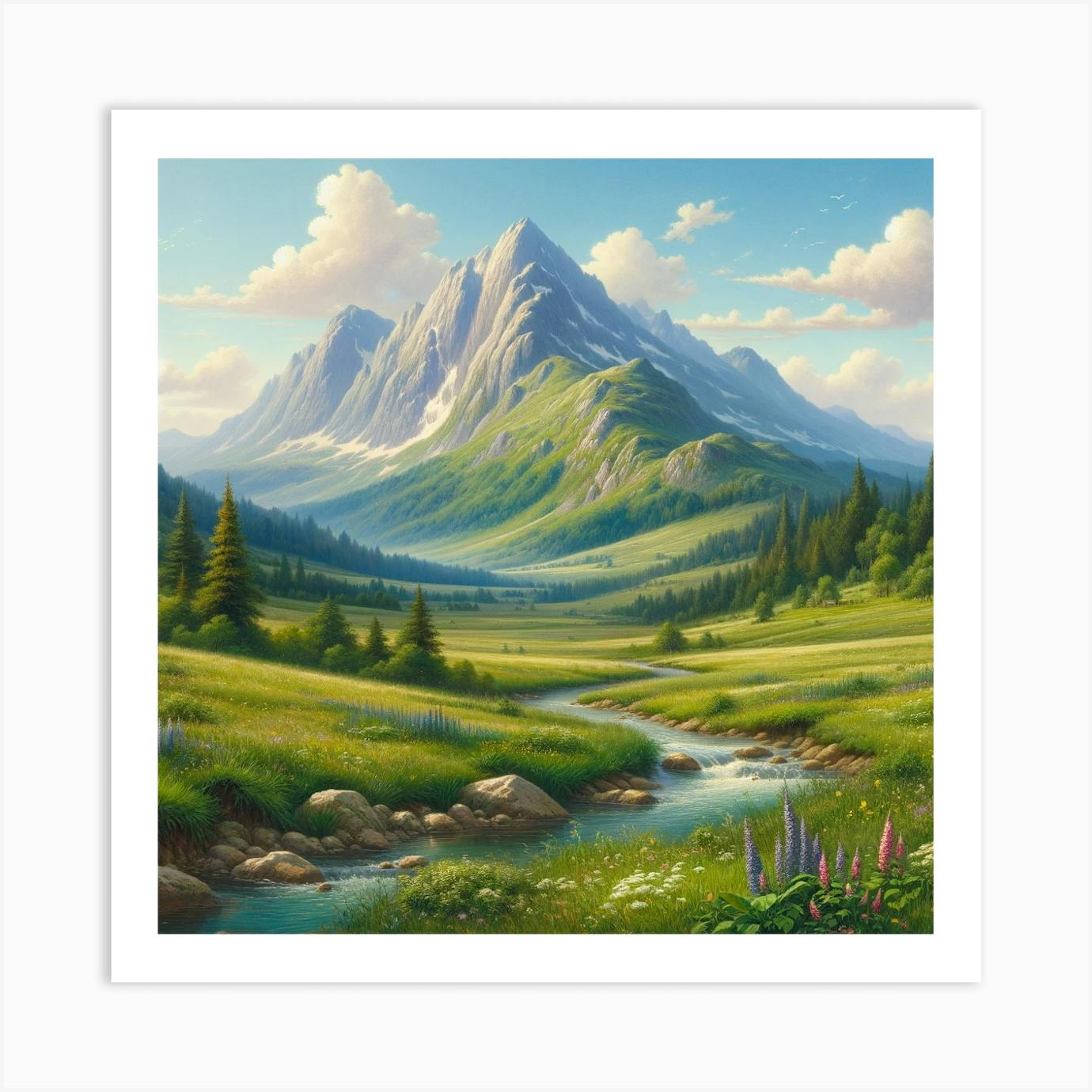 High Mountain sale Scenery Landscape Oil Painting on Canvas.