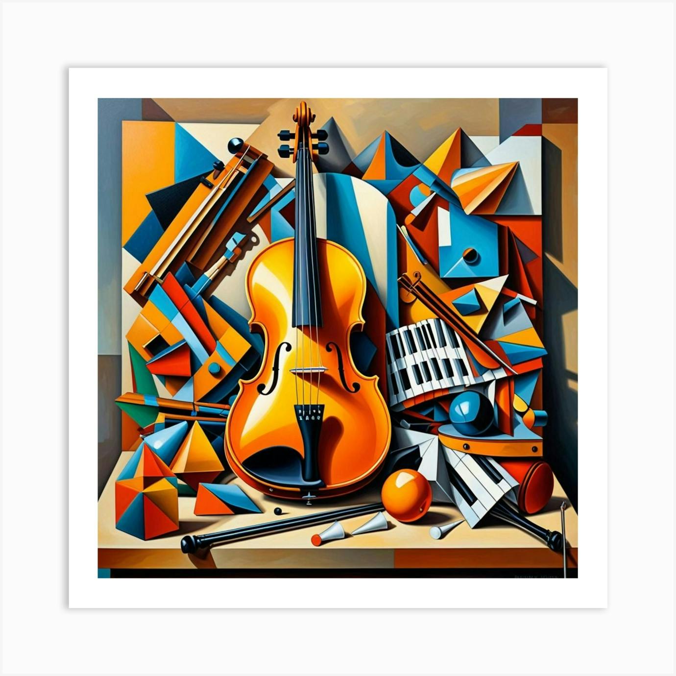 Musical Instruments Cubism Style Art Print by cdconcepts - Fy