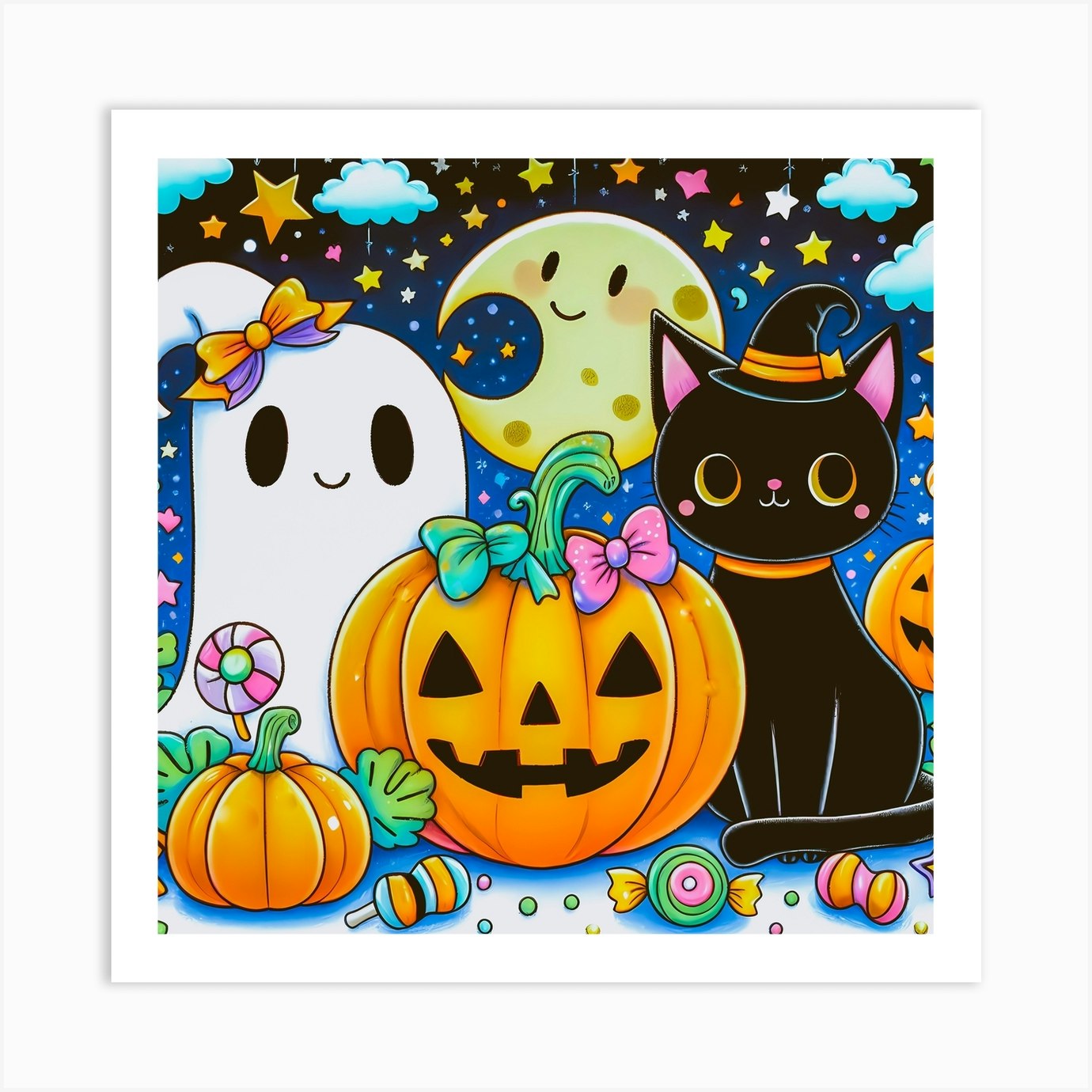 Halloween Cat Art Print By Street Breed Art Fy