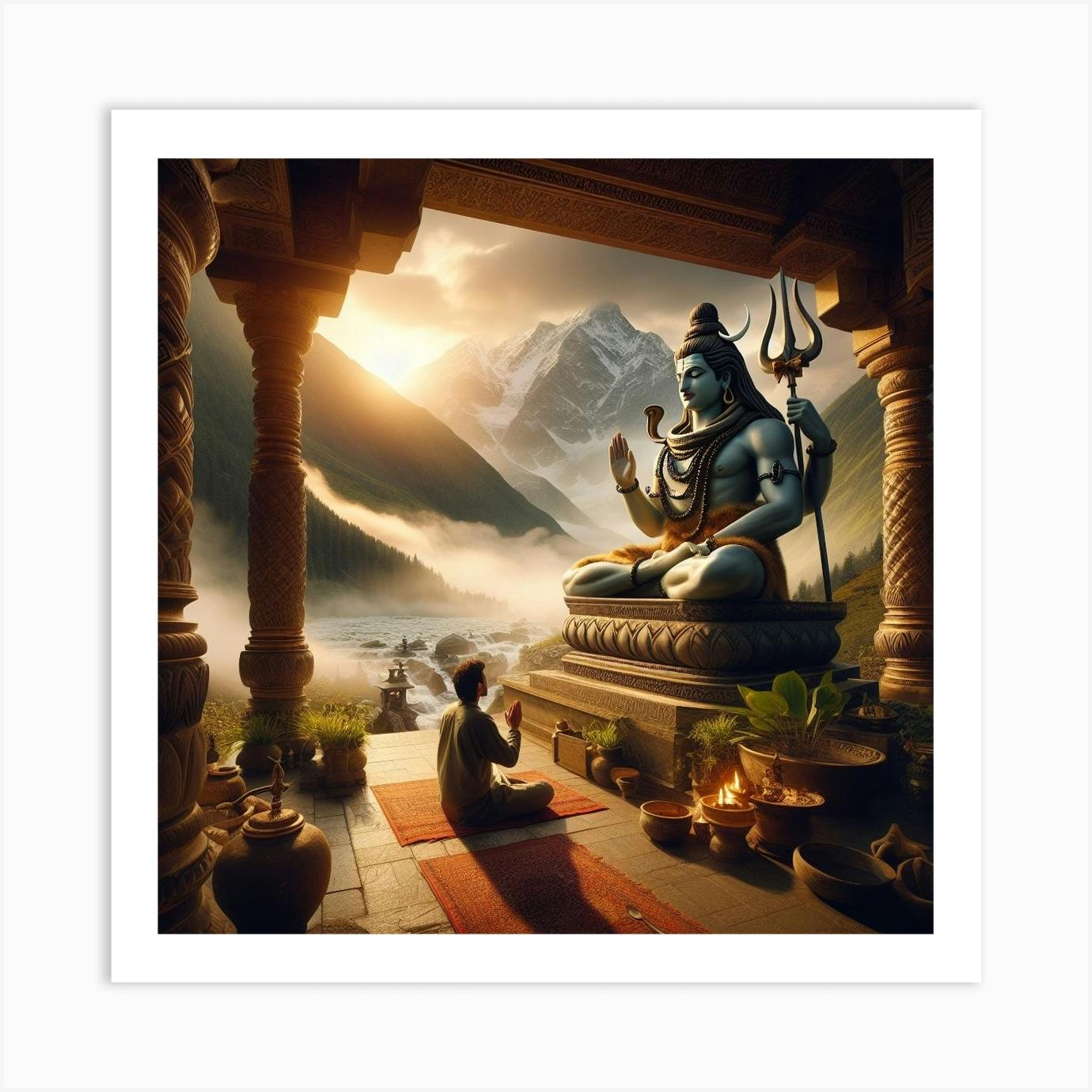 Man worshipping Lord shiva Art Print by Exclusive Designs Fy