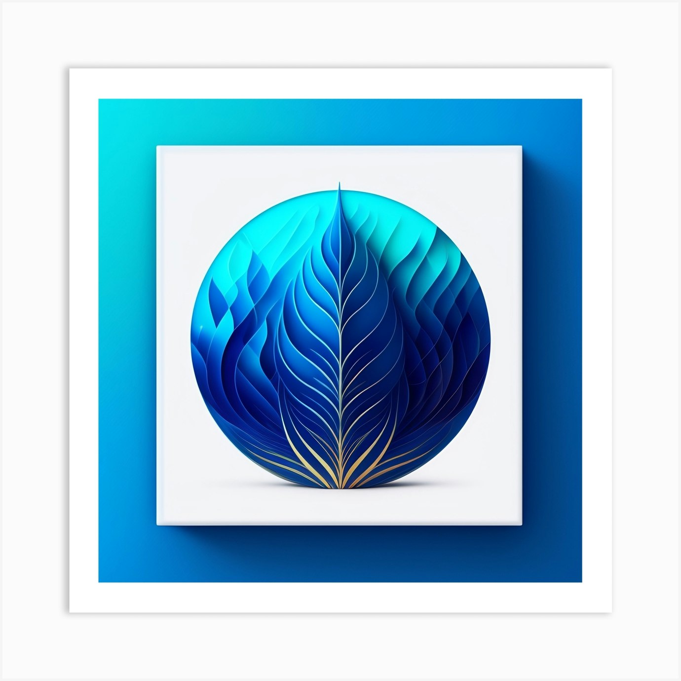 Abstract Blue Leaf Art Print by Sastaylf - Fy