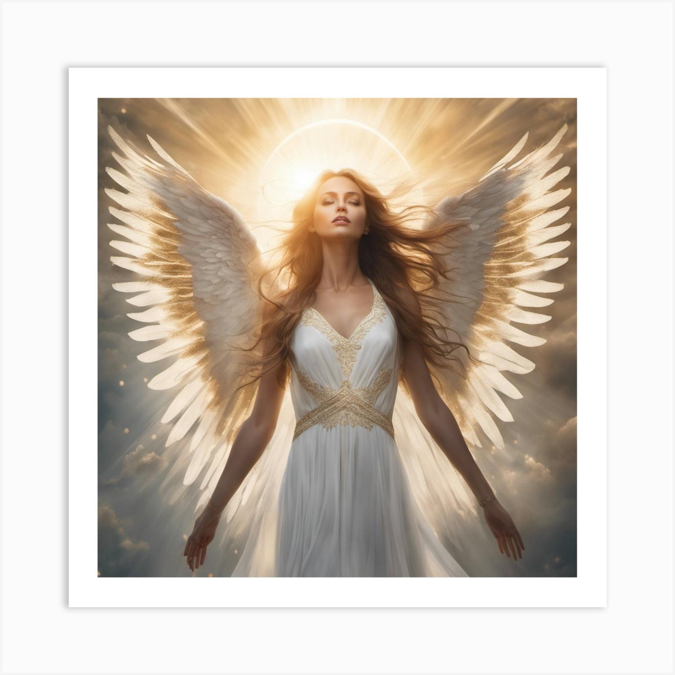 White Fire Being - Angel print, Angel Art, Angel wings, fine art print made from Bettina Madini original watercolor painting, hot unframed