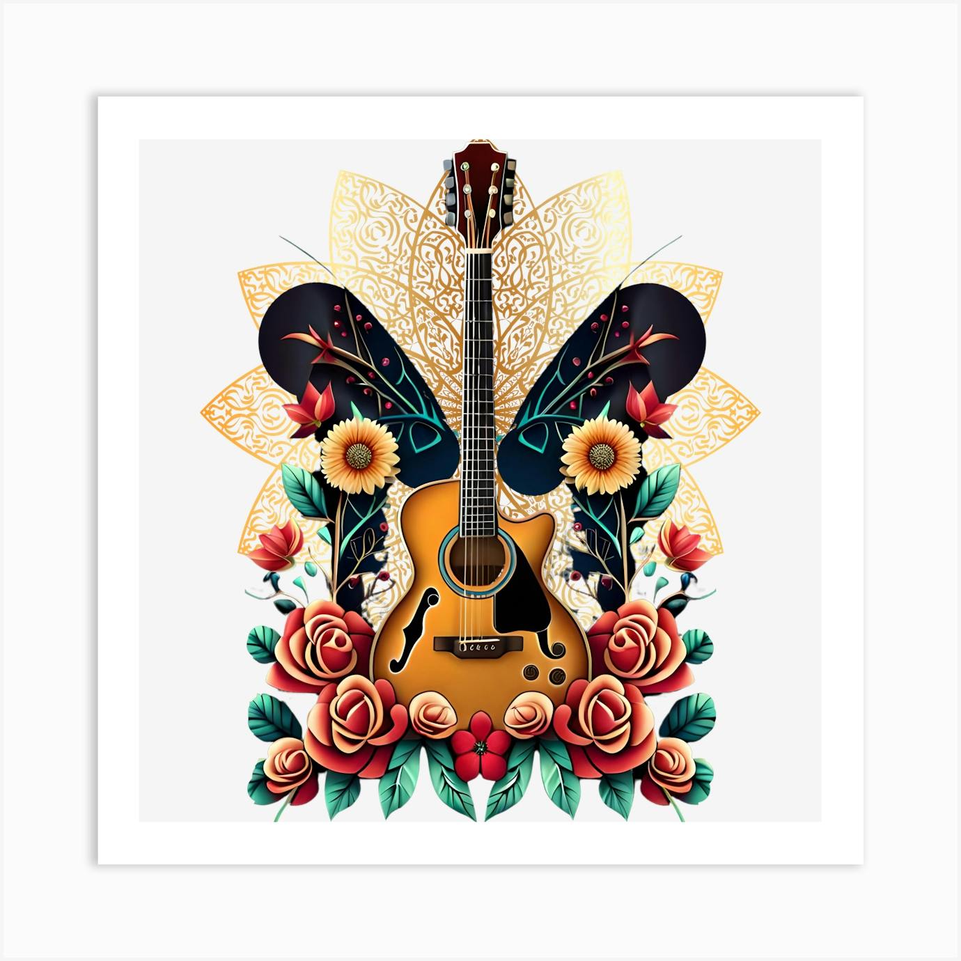 Acoustic Guitar 4 Art Print by Dandeliontattoo - Fy