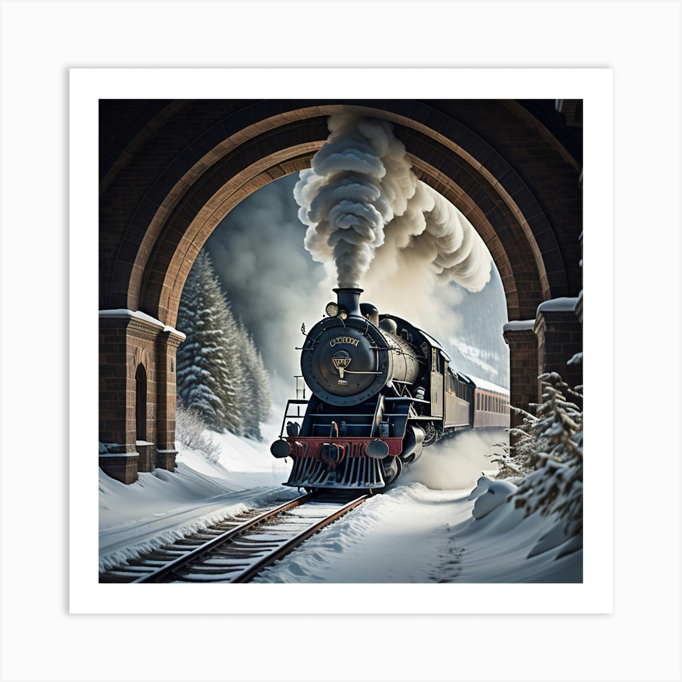 Steam train 2 Created Using Imagine AI Art Art Print by Ajdale - Fy