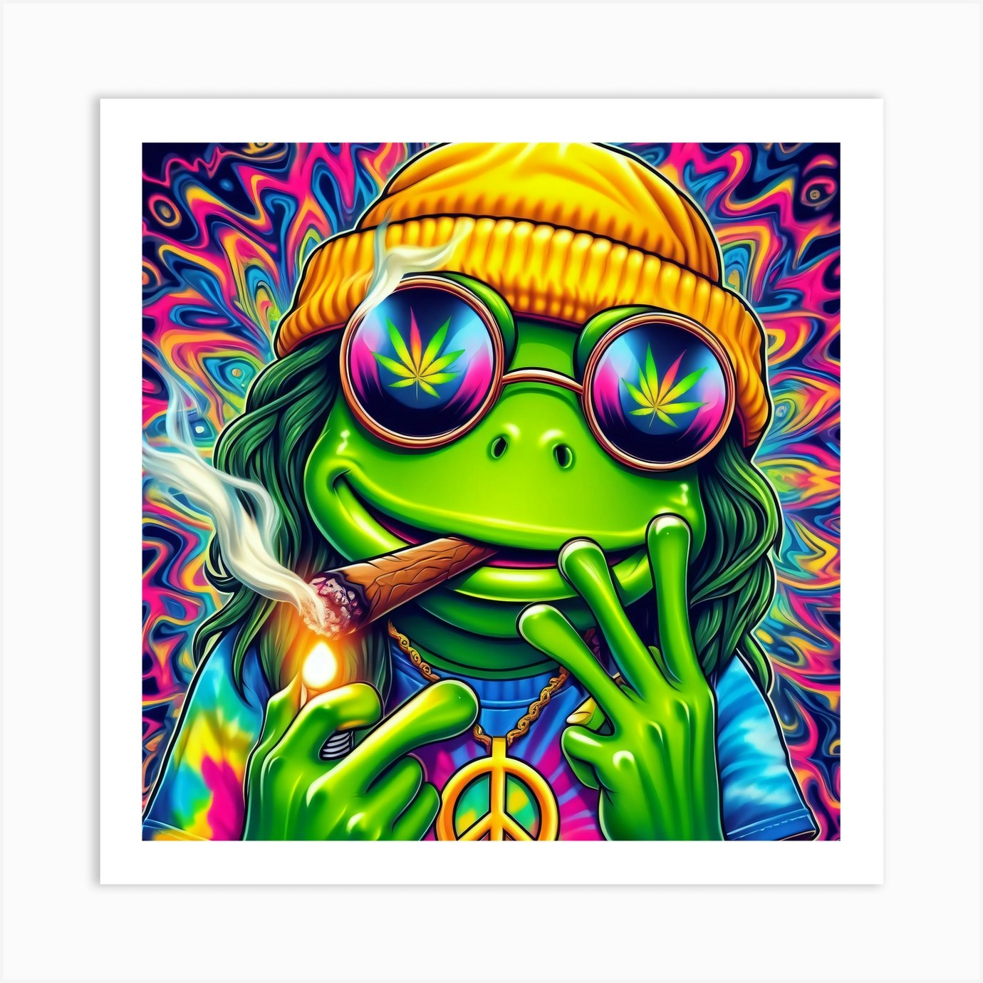 Frog Smoking Weed Art Print by Ulkulahtiart - Fy