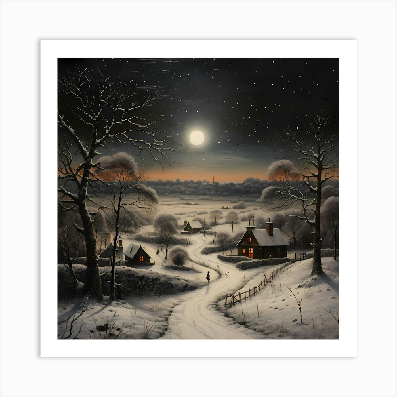 Cheapest A Frosty Morning -- Vintage Fine Art Painting -- Framed Digitally Printed Canvas Art