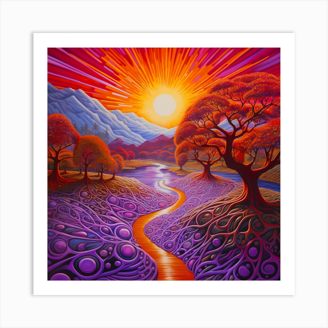 Flowing Earthworks Sunscape Art Print By Simon Knutson - Fy