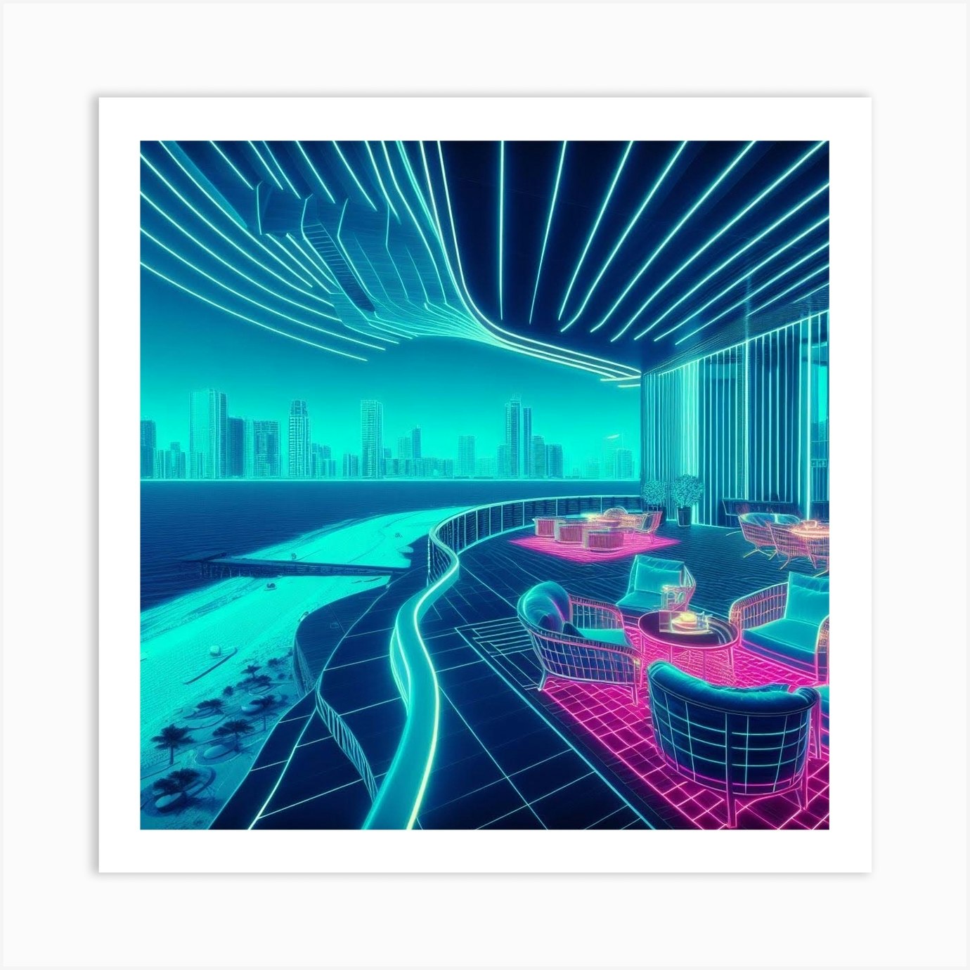 Futuristic Lounge Art Print by Expressions by JulesM - Fy