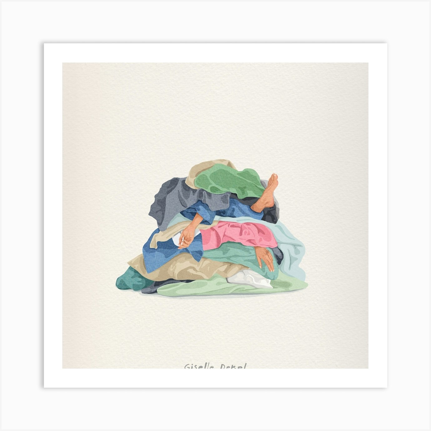 Pile Of Laundry Square Art Print by Giselle Dekel Fy