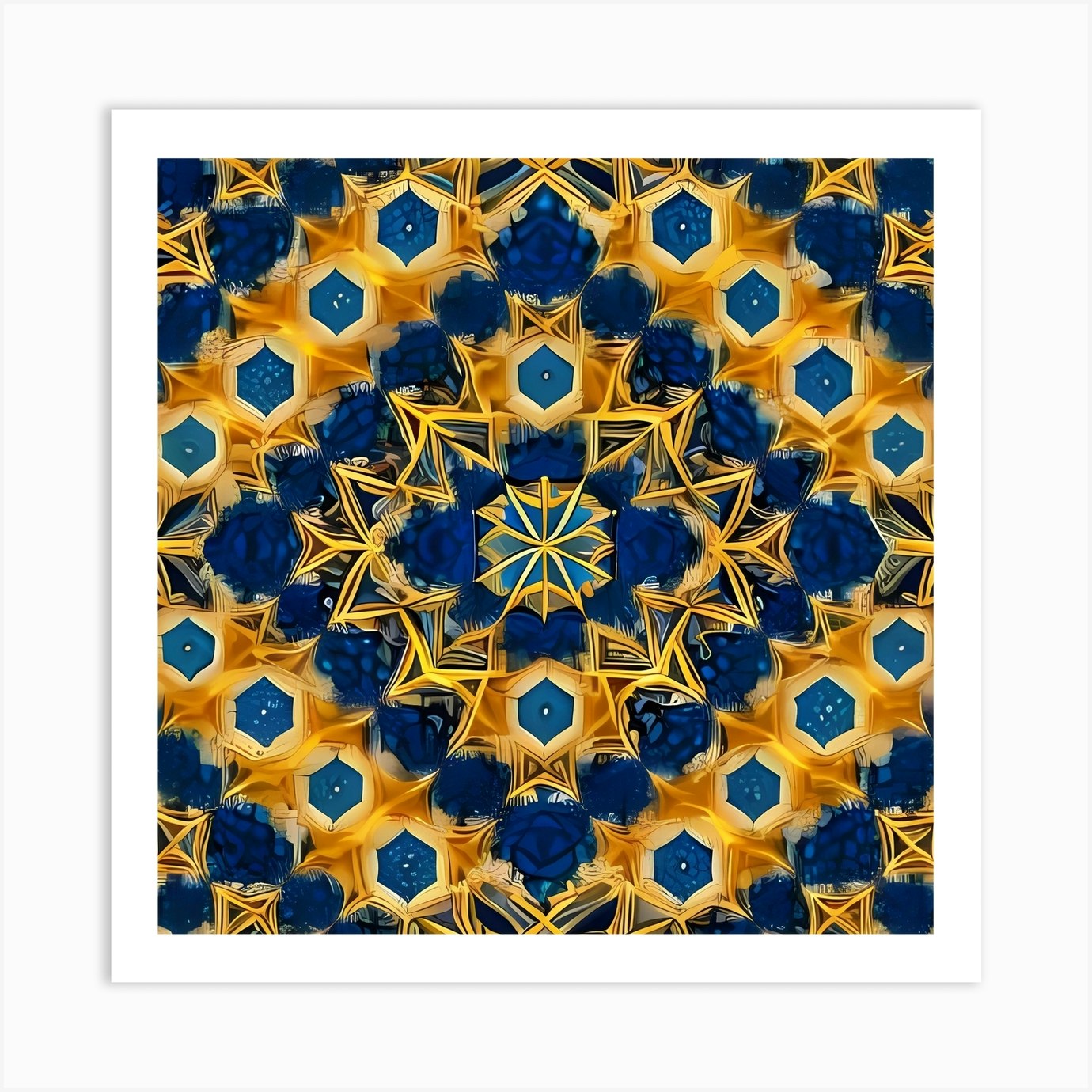 Blue And Gold Mandala Art Print | Mandala Art, Art Prints, Gold Mandala