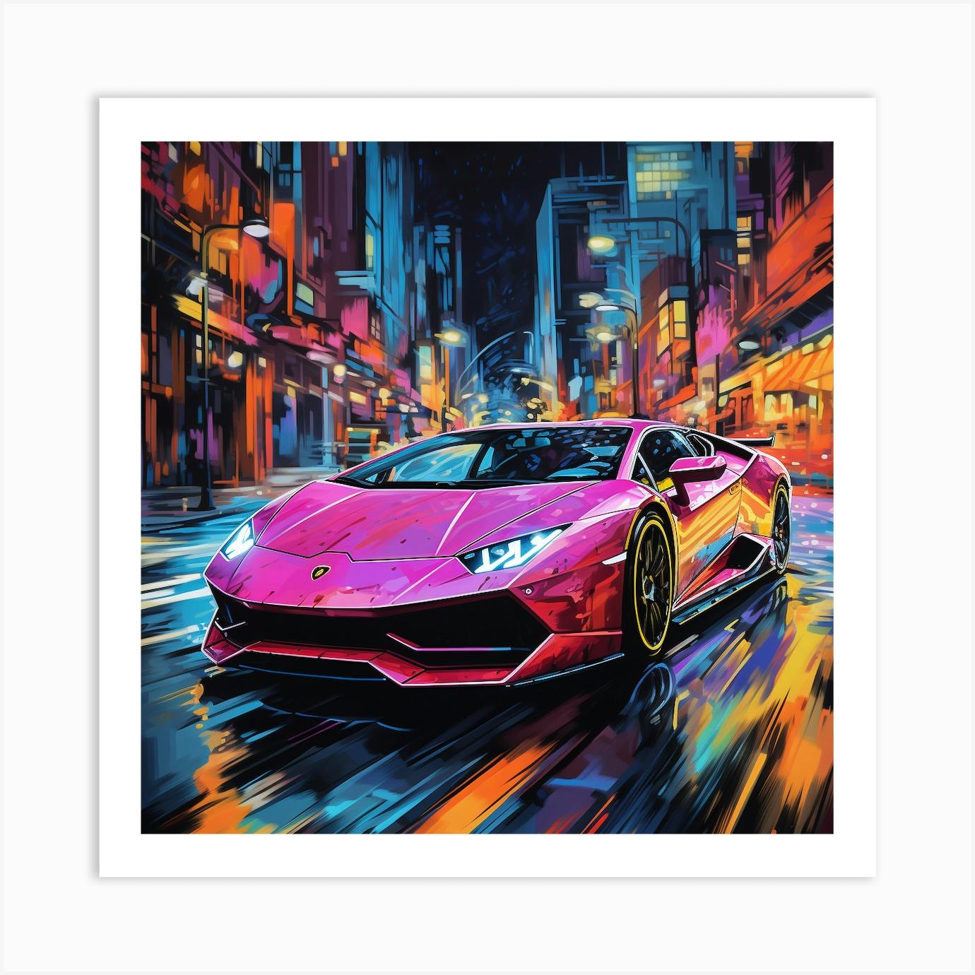 Lamborghini Supercar Wall Art, Large shops Matte Canvas, Stretched Semi-Gloss Sports Car Poster Print Home Decor Wall Art Pink