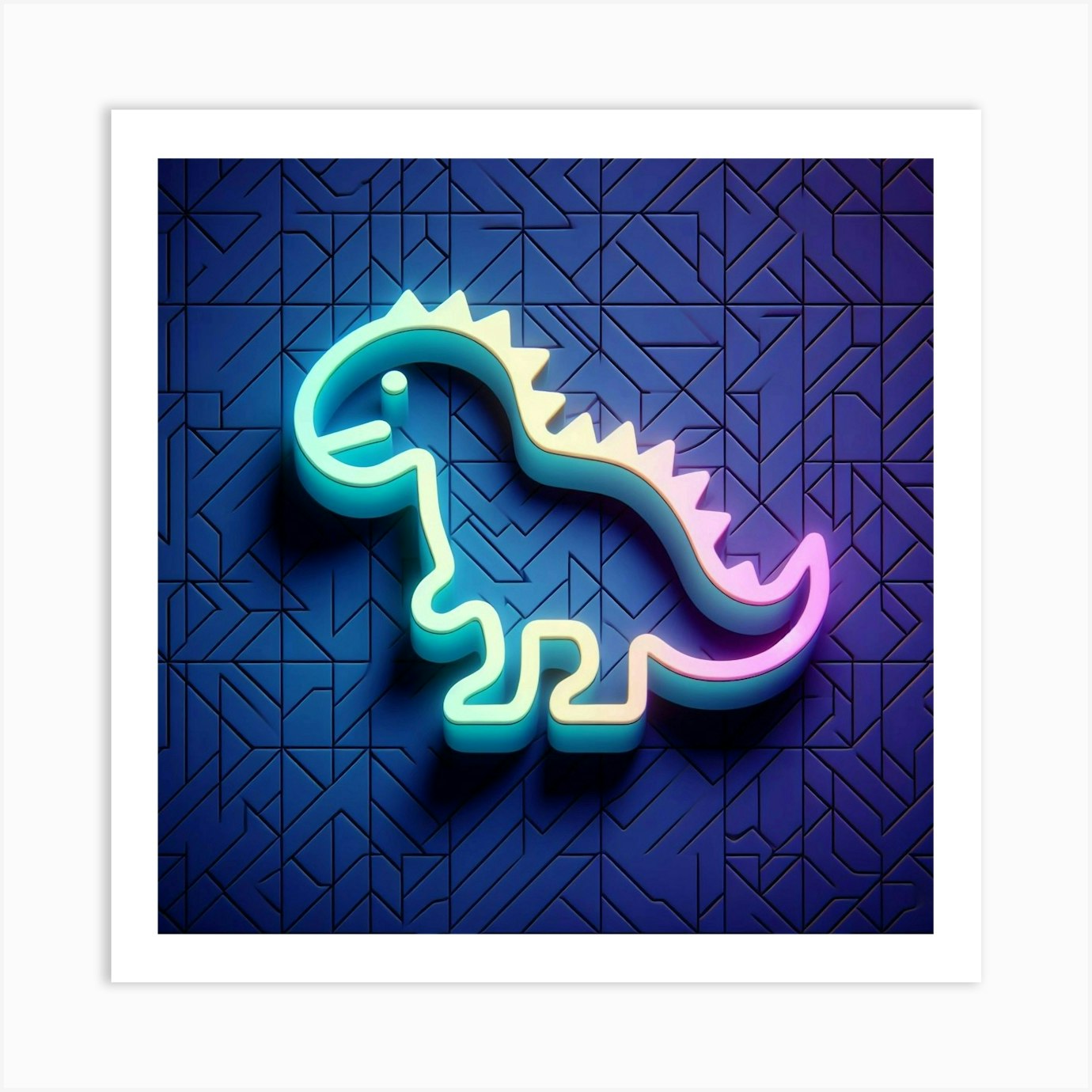 Neon Dinosaur Art Print By Chaotic Fy