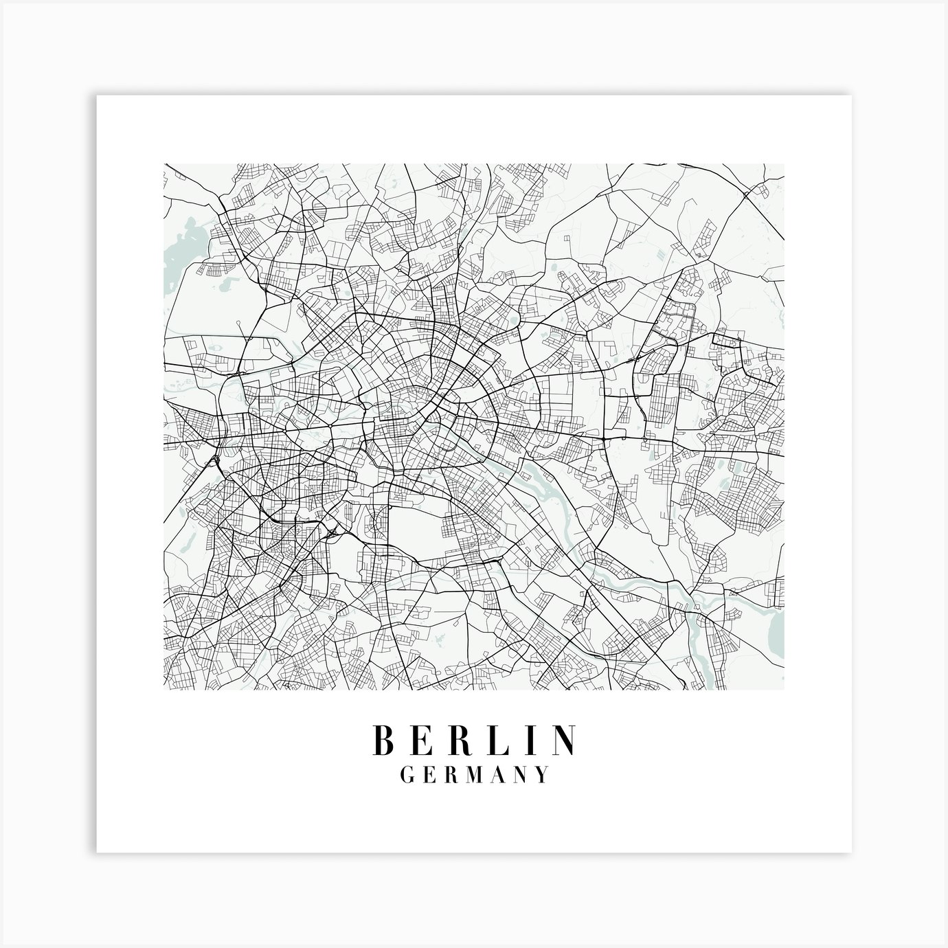 Berlin Germany Street Map Color Minimal Square Art Print by Typologie