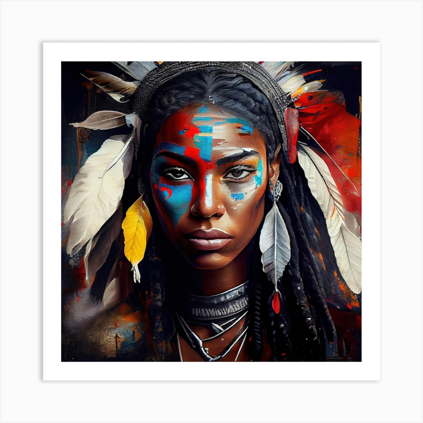 Powerful American Native Warrior Woman #2 Art Print by Chromatic Fusion ...