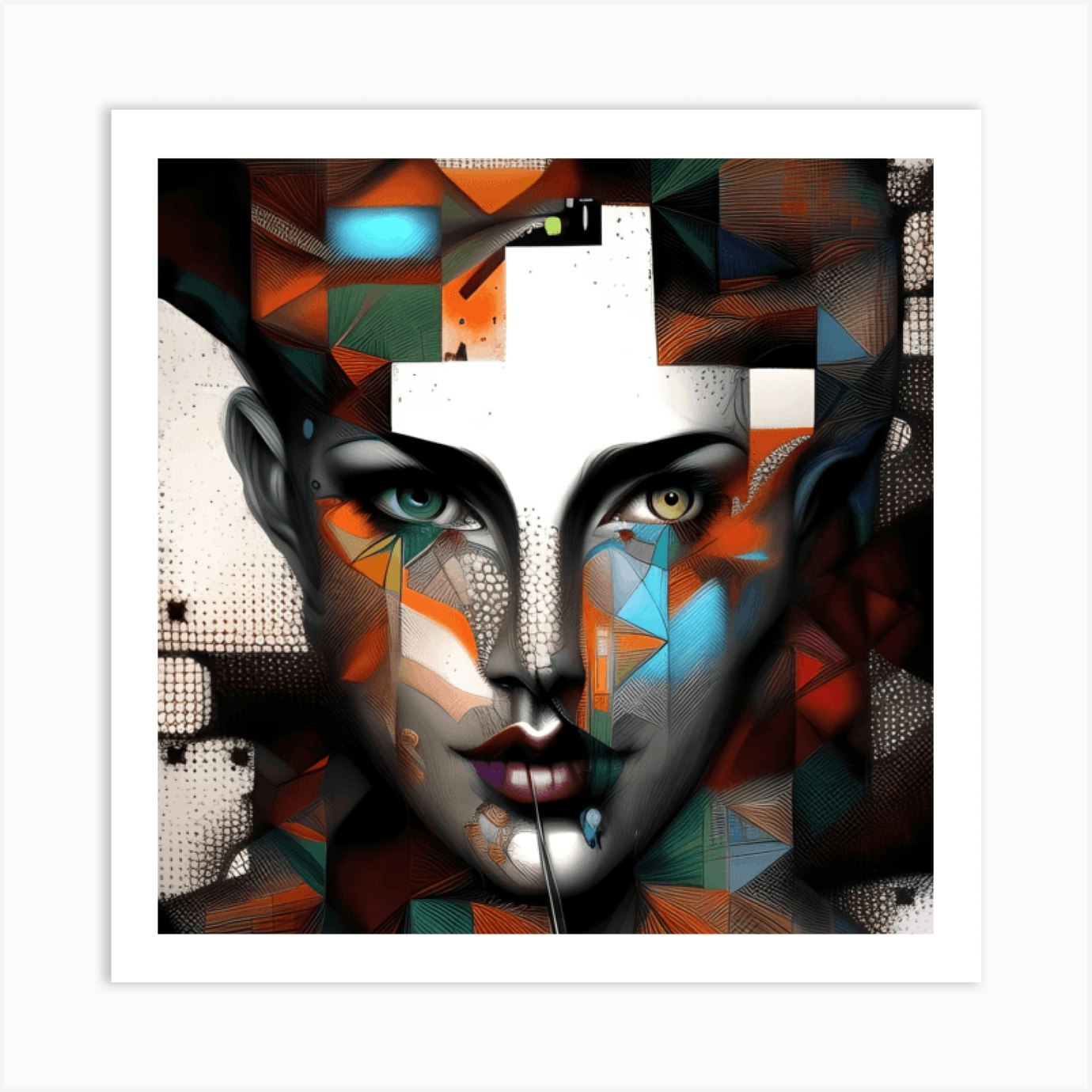 Abstract Face Art Print by MidoArt Fy