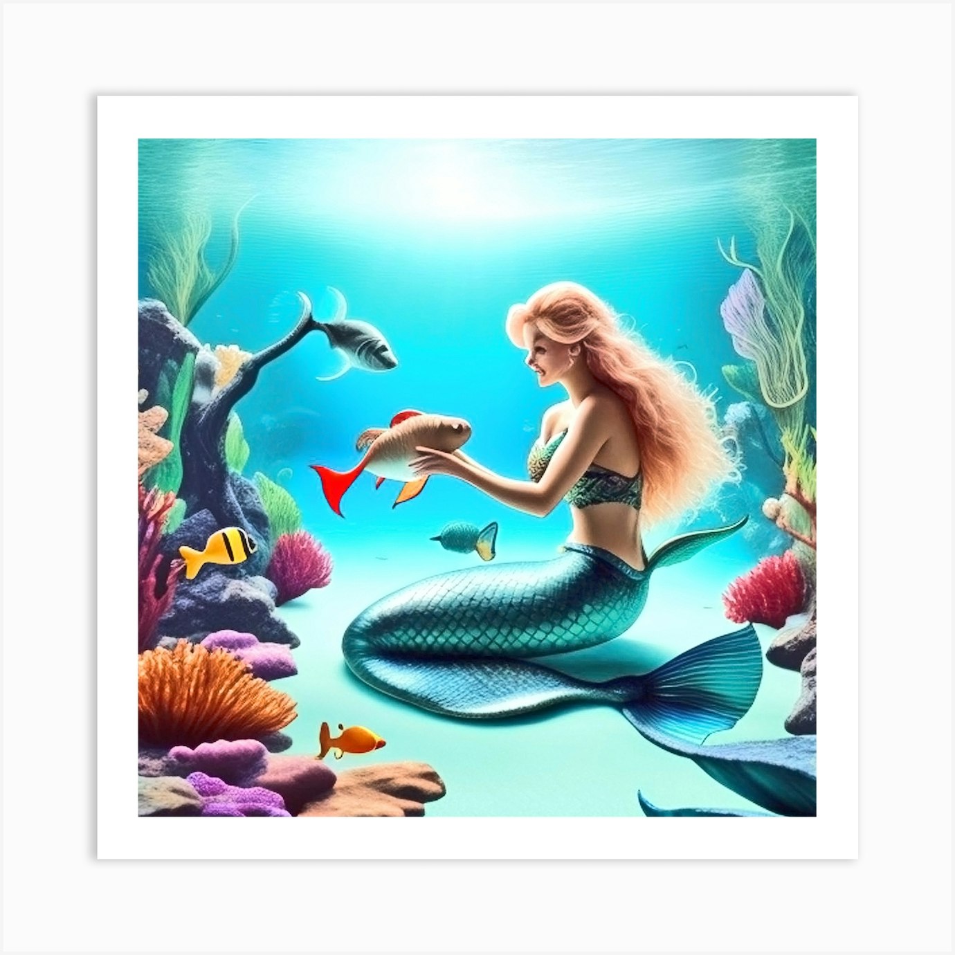 Mermaid Under The Sea Art Print By Mdsarts Fy 