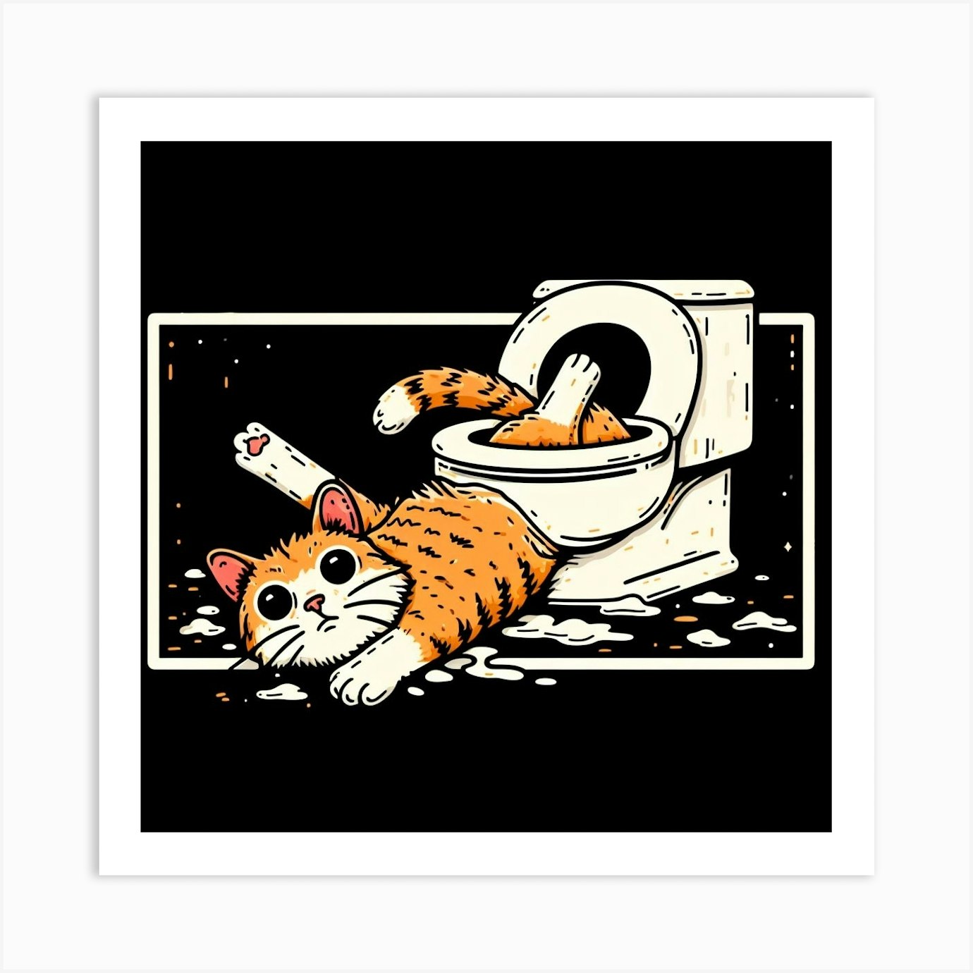 Cat In The Toilet 3 Art Print by DREAMERARTS Fy