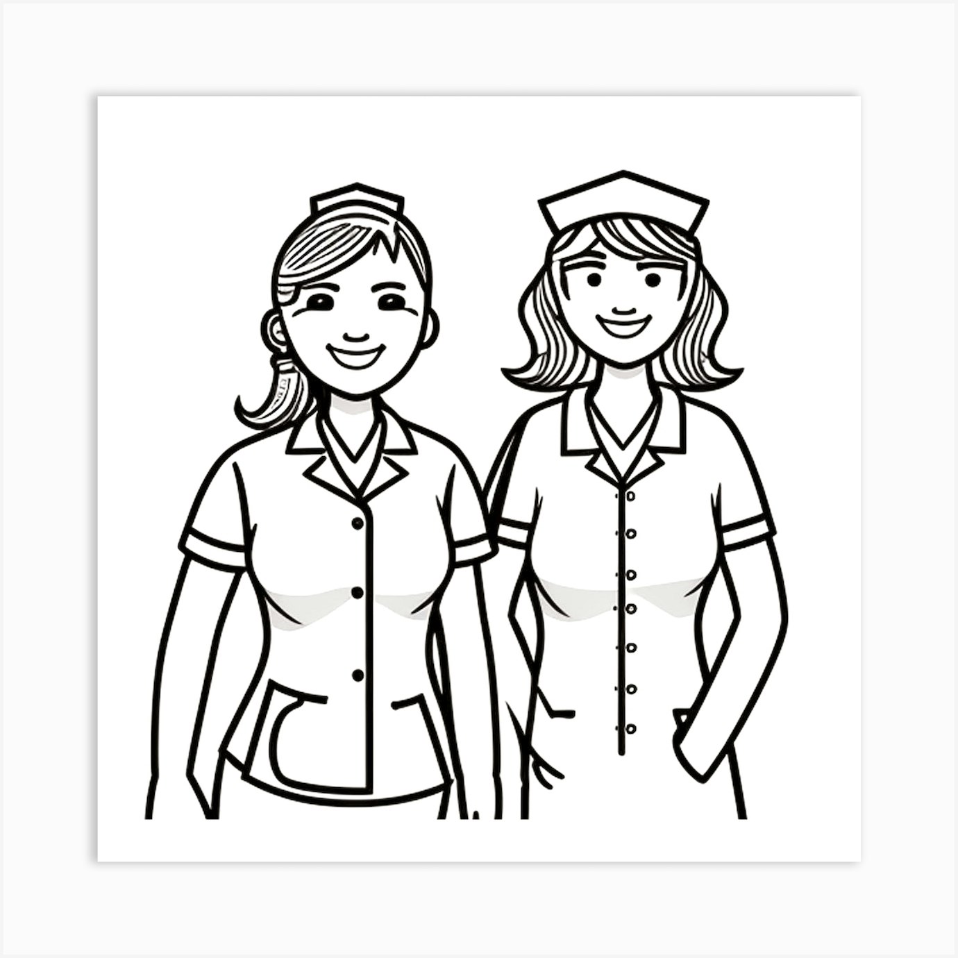 Two Nurses In Uniform Art Print By Mdsarts Fy