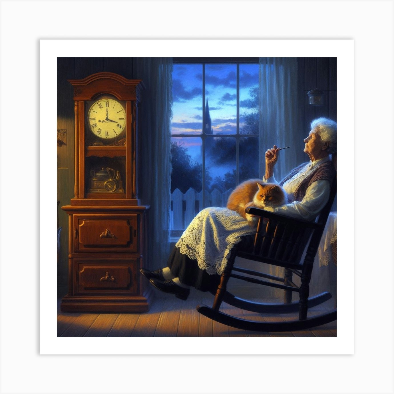 Old Woman In Rocking Chair Art Print by Car guy Fy