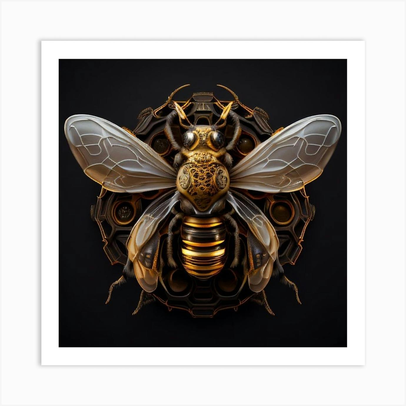 Metal Flying store Steampunk Bee - Acrylic Print, art print, fine art, wall art, dorm art, kitchen art, unique art, bee art, bee lover, bees