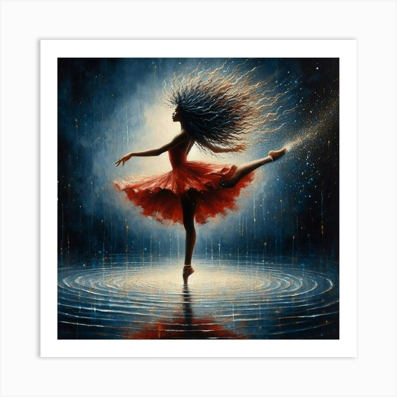 Ballerina In The Rain Art Print