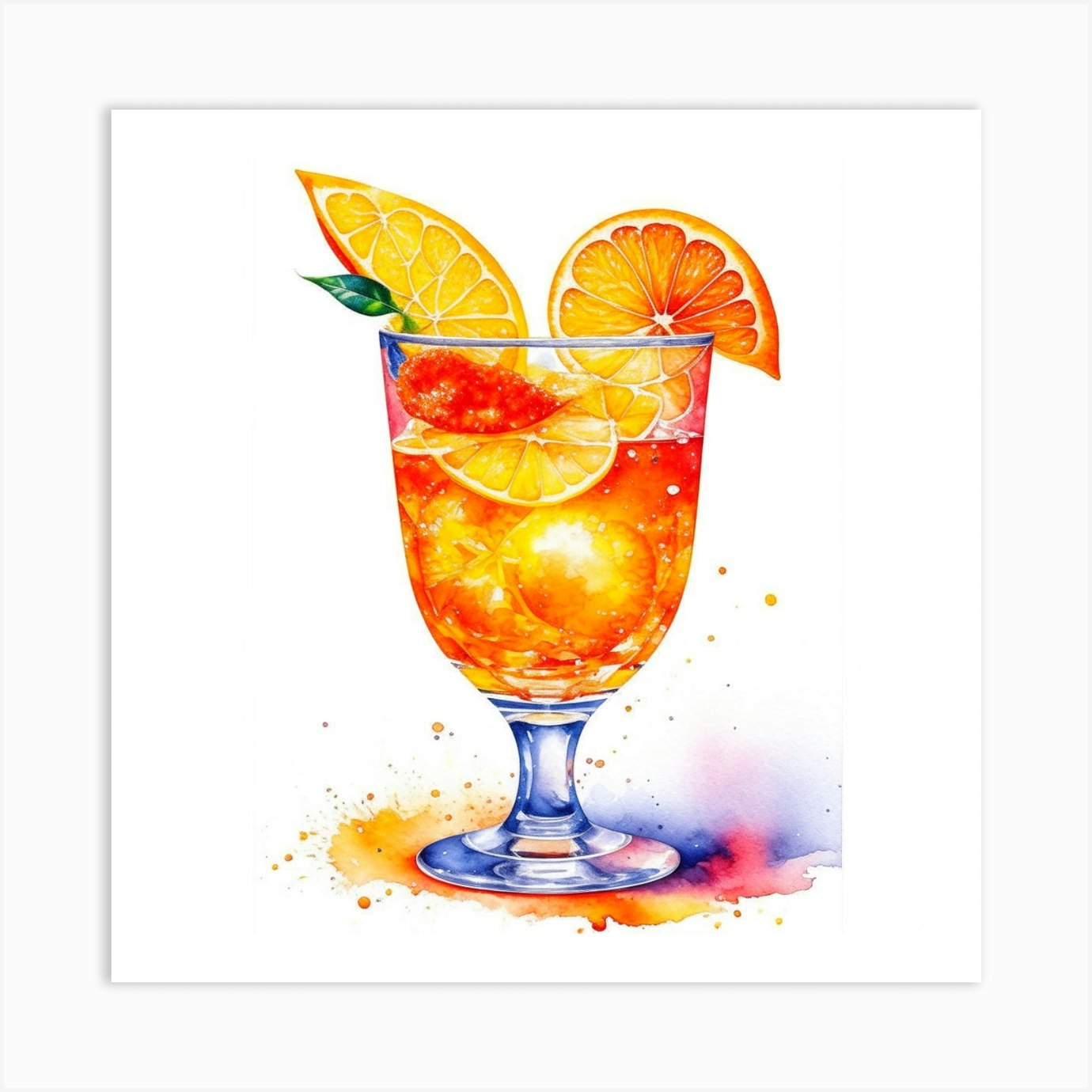 Aperol Spritz Watercolor Art Print by designedbyjosh - Fy