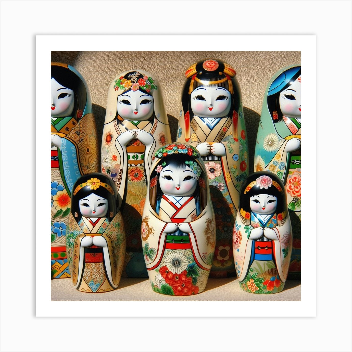 Japanese ceramic dolls Art Print by P&V_printable_art Fy