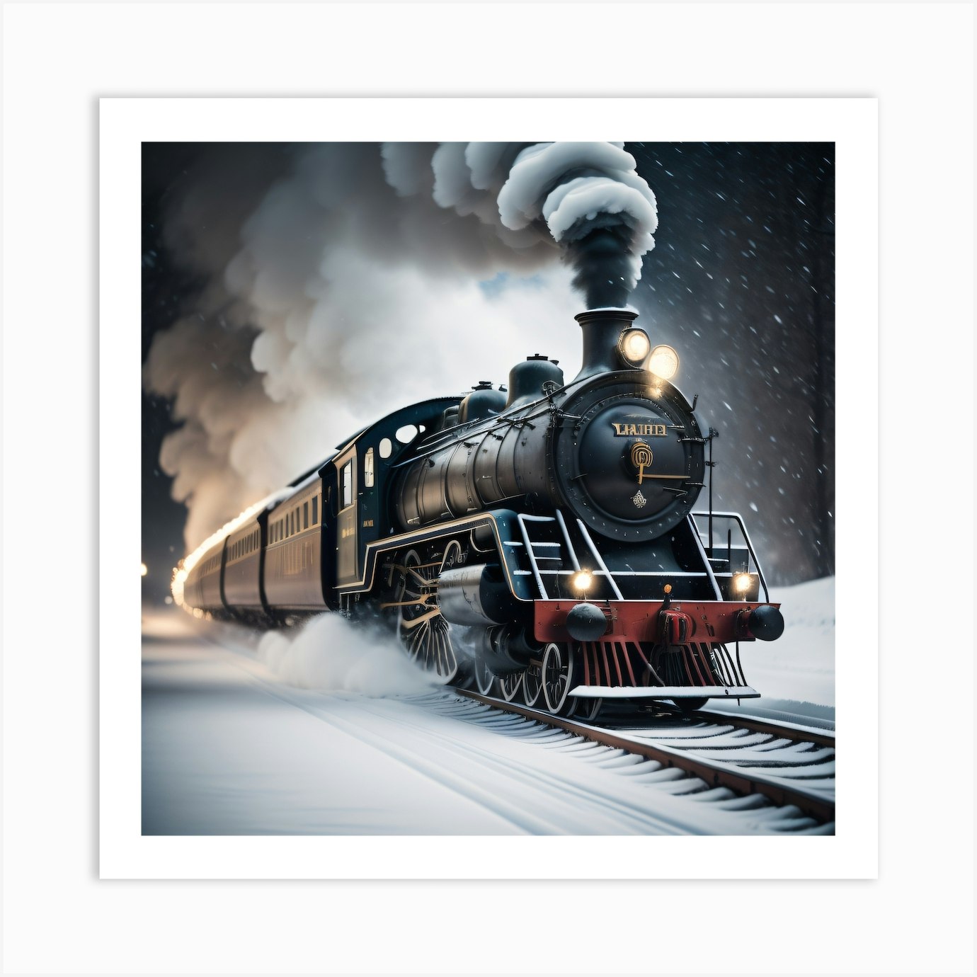 Steam Train In The Snow Created using Imagine AI Art 1 Art Print by ...