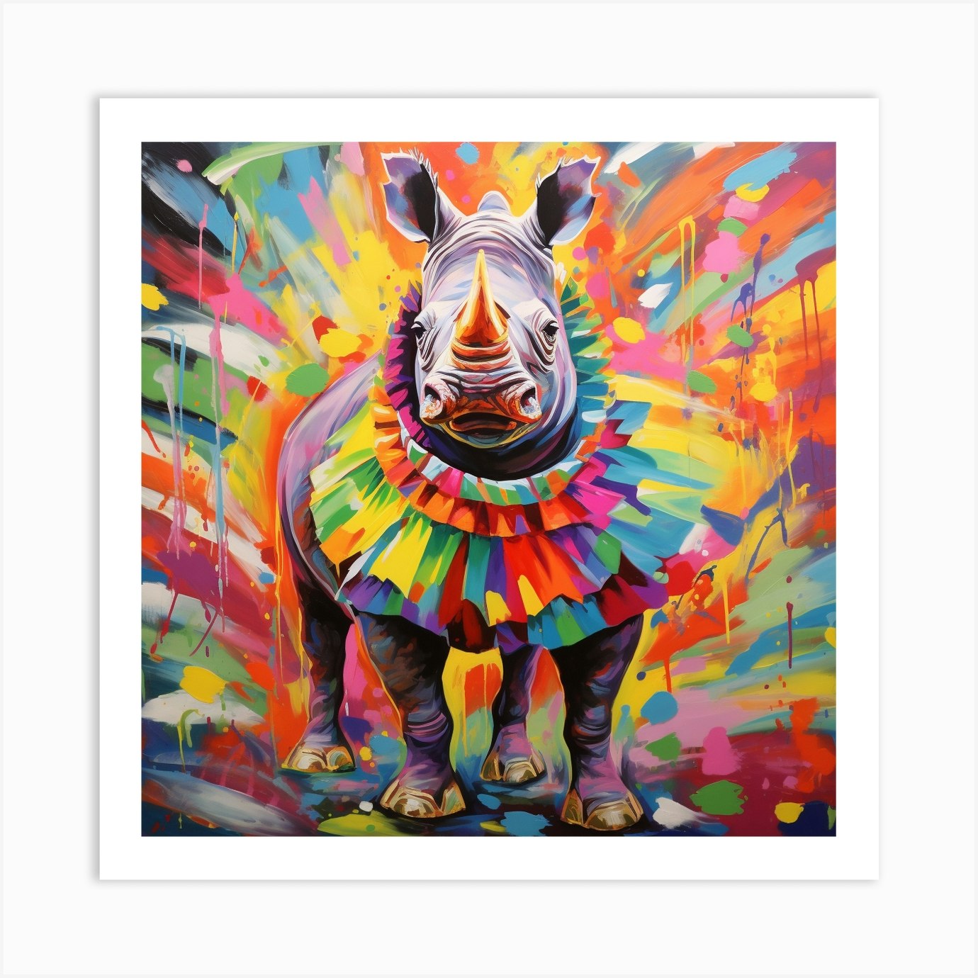 Circus Rhino 1 Art Print by David Arts - Fy