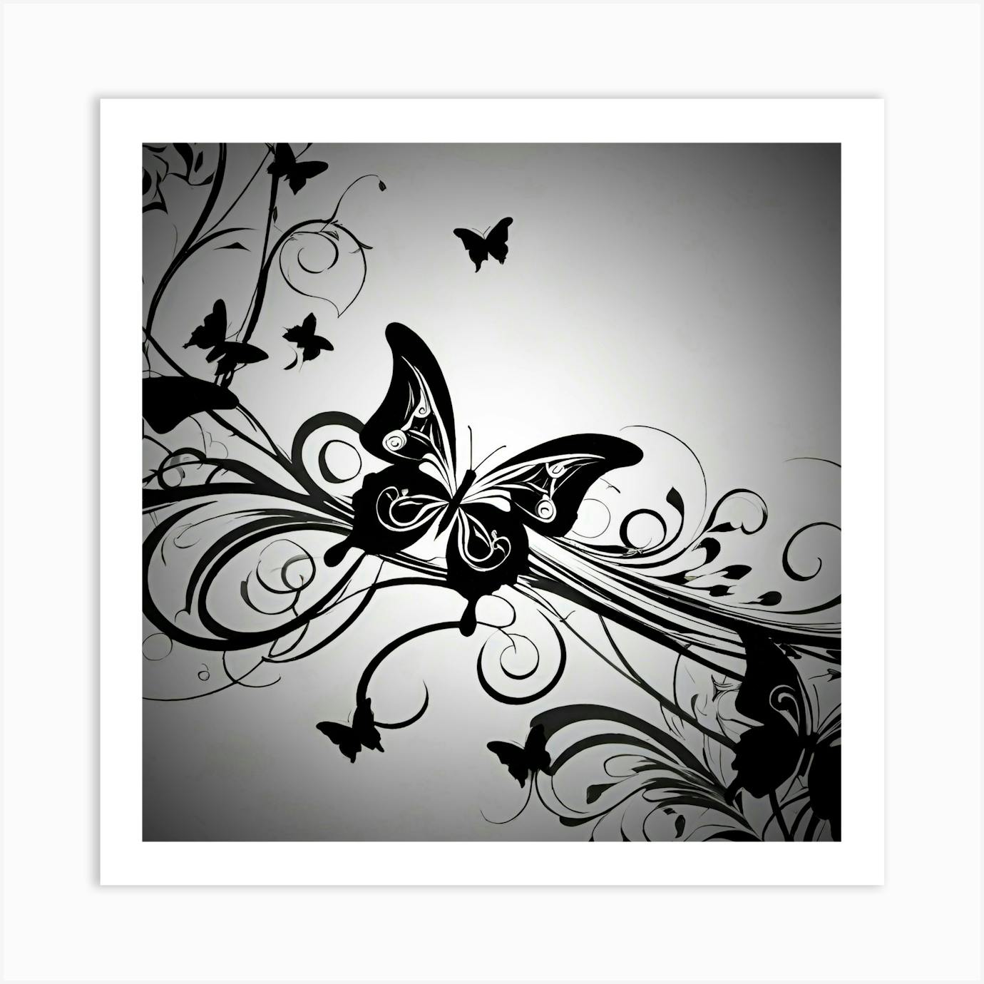 Black and deals white butterfly wallpaper