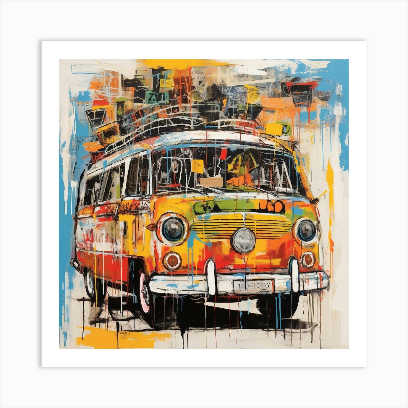 VW popular bus acrylic painting 20x20