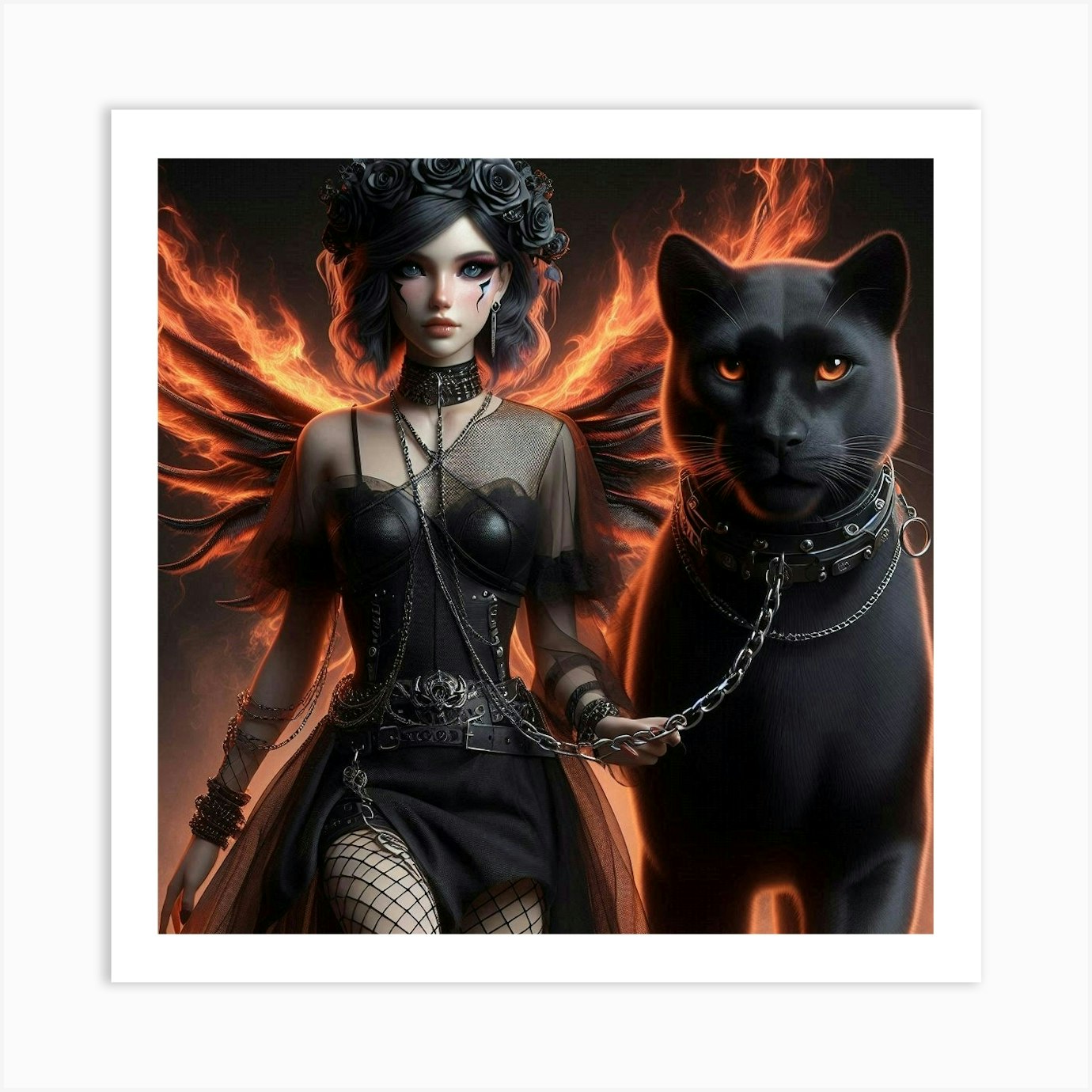 Gothic Black Cat Art Print By Frank Tout - Fy