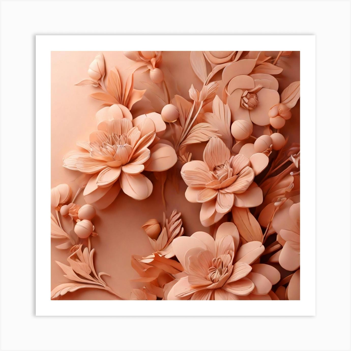 Floral Background In Color Of The Year 2024 Peach Fuzz Art Print By   Afb4091e 44bc 41a4 Bfe6 D27503b429d1 