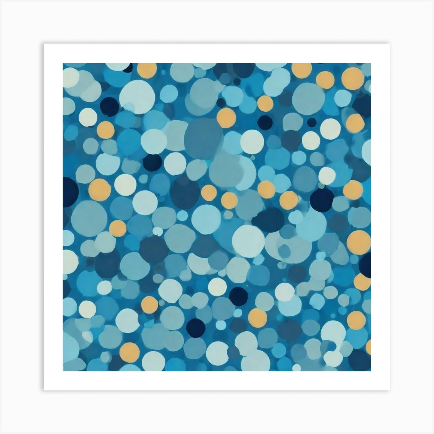 Blue Polka Dots Art Print by Pat4U - Fy