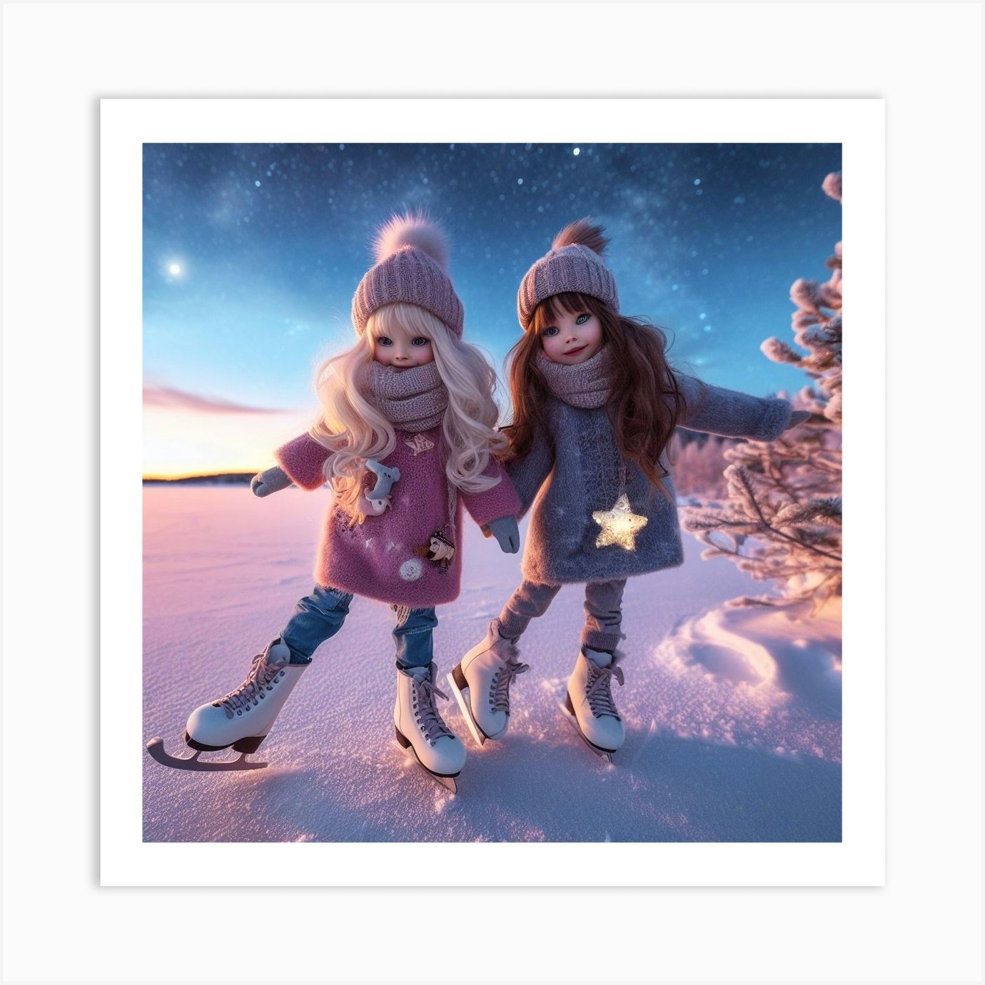 Ice Skaters Art Print by Hafeelgood Fy