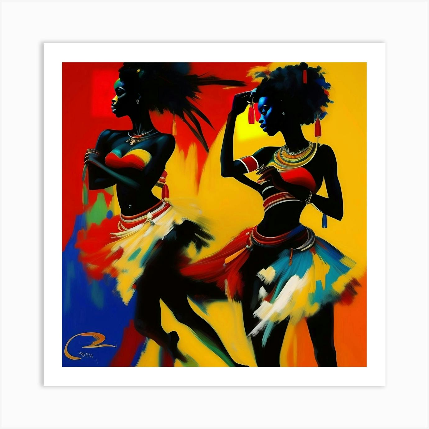 African Dancers Abstract Art, Fine Art Print newest or Canvas. Bold art, contemporary art, original watercolour, African ladies dancing, Wickdlola