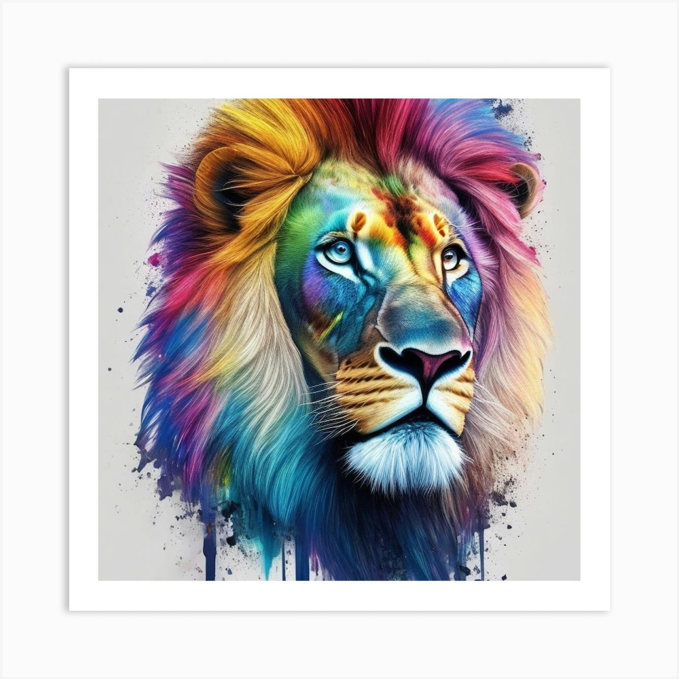 Default Olpntng Style Colorful Rainbow Realistic Lion Head Ani 0 Art ...